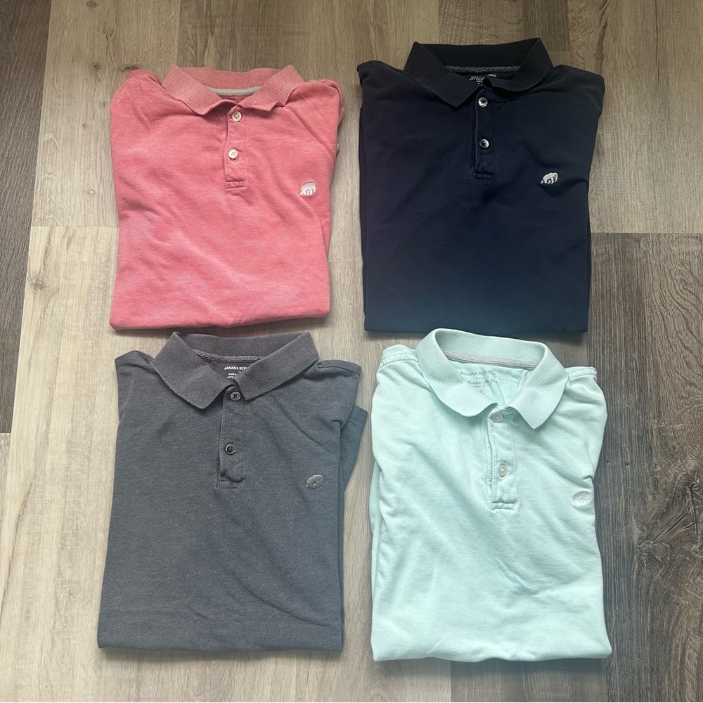 Banana Republic Polo Shirt Collection - Coral, Navy, Gray, Mint